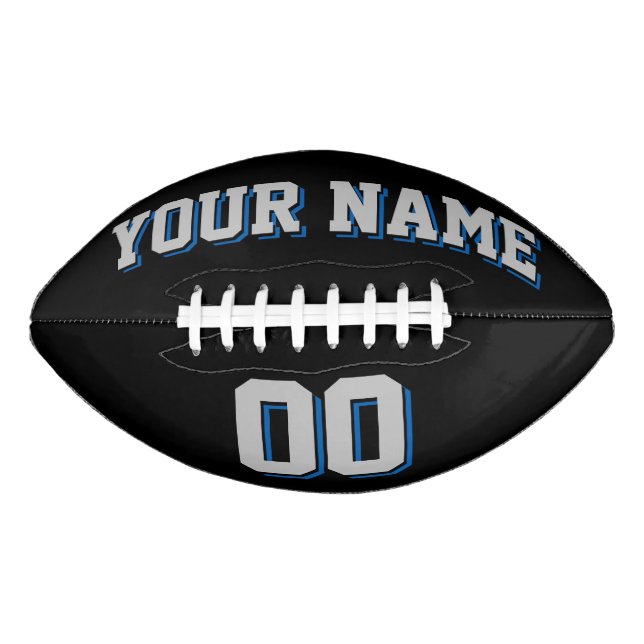 BLACK SILVER GRAY AND BLUE Custom Football (Front)