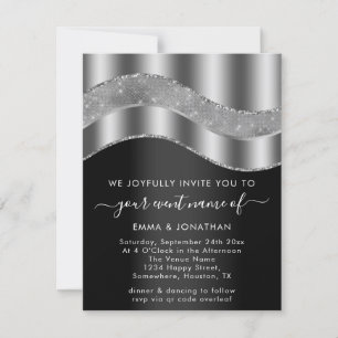 Black Silver Grey Border Glitter Wave QR Code