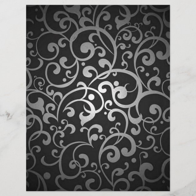 BLACK SILVER GREY GRAY DIGITAL SWIRLS RANDOM ABSTR FLYER (Front)
