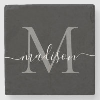 Black Silver Grey Monogram Feminine Script Name