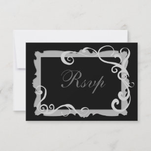 Black/Silver-Grey Swirl Frame Matching RSVP Card