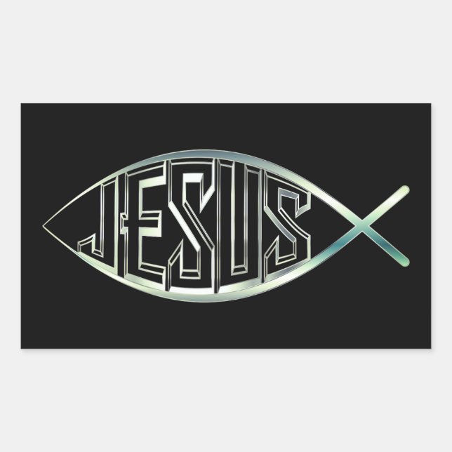 Black & Silver Ichthys Christian Fish Jesus Christ Sticker (Front)