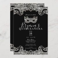 Black & Silver Lace Masquerade 15th Quinceañera