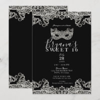 Black & Silver Lace Masquerade Sweet 16 Party