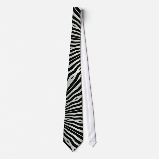 Black & silver  Lava Zebra pattern Mens Tie (Front)