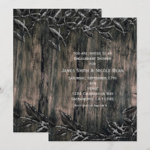 Black & Silver Leaves Dark Elegance Invitations