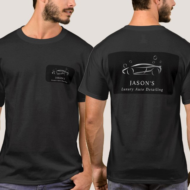 Black & Silver Luxury Auto Detailing Car Cleaning T-Shirt (Black & Silver Luxury Auto Detailing Car Cleaning T-Shirt)