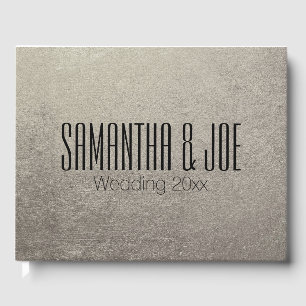 Black Silver Metallic Photo Personalized Wedding Guest Book