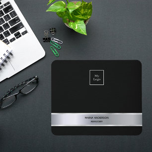 Black silver minimalist modern business mouse pad