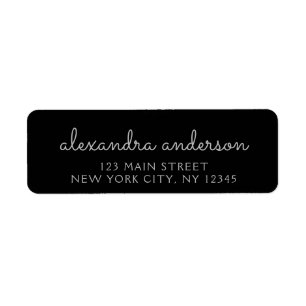 Black Silver Modern Script Girly Monogram Name
