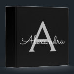 Black Silver Modern Script Girly Monogram Name Binder<br><div class="desc">Silver and Black simple  Script Monogram Name Binder. This makes the perfect sweet 16 birthday,  wedding,  bridal shower,  anniversary,  baby shower or bachelorette party gift for someone that loves glam luxury and chic styles.</div>