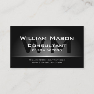 Black Silver Monogram Professional - Business Card