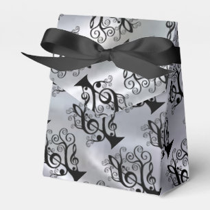 Black & Silver Music Treble Clef Tree Favour Box