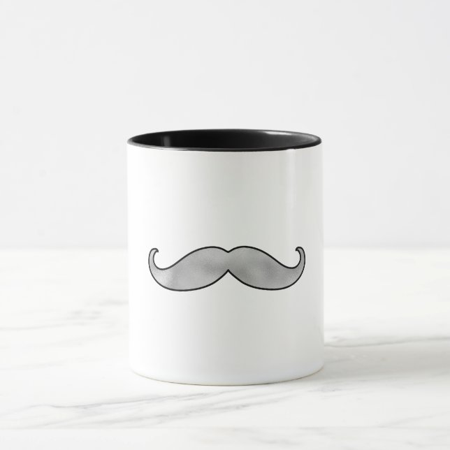 Black Silver Mustache Mug (Center)