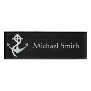 Black & Silver Nautical Name Tag