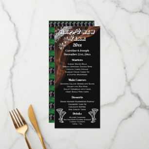 Black & Silver New Year Menu & Champagne Glasses