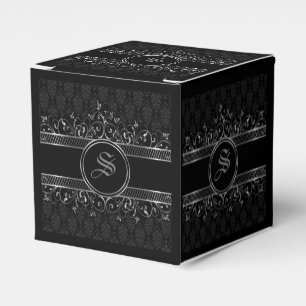 Black & Silver Ornate Gothic Monogrammed Favor Box