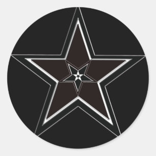 Black & Silver Pentacle with Inverted pentagram Classic Round Sticker