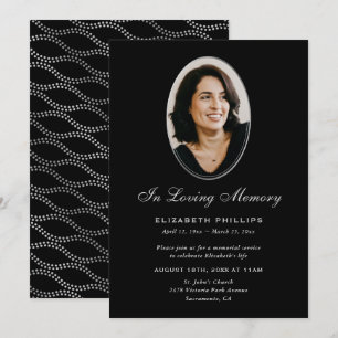 Black Silver Photo Memorial In Loving Memory Invitation