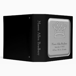 Black & Silver Prince Crown Baby Boy Photo Album Binder