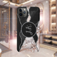 Black Silver Professional Marble Agate Glam
