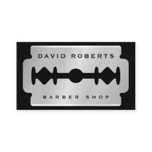 Black Silver Razor Blade Barber Business Card