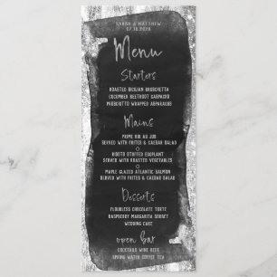 Black & Silver Script Calligraphy Glam Menu