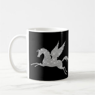 BLACK SILVER SPARKLE UNICORN MUG