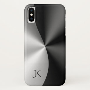Black & Silver Stainless Steel Metallic Background iPhone X Case