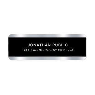 Black Silver Template Modern Glam Return Address