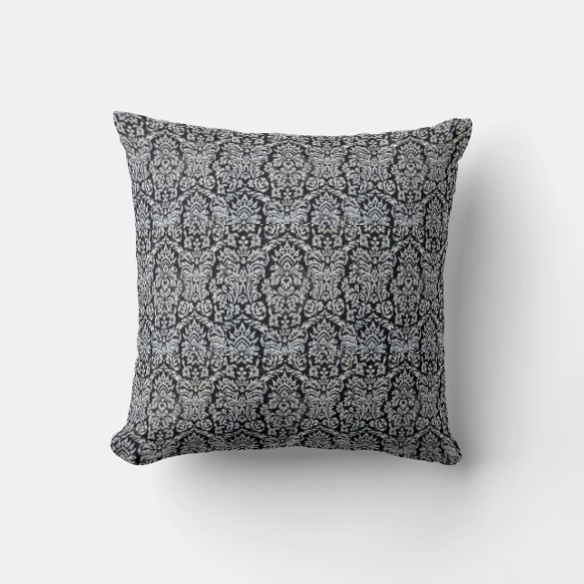 Black Silver Textured Designer Pillow (Front)