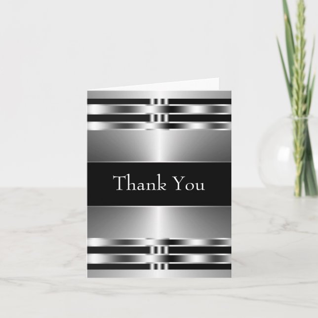 Black Silver Thank You Cards (Front)