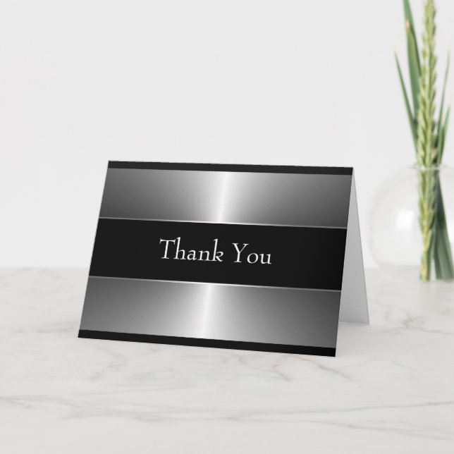 Black Silver Thank You Cards (Front)