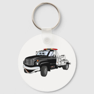 Black Silver Tow Truck Cartoon Keychain