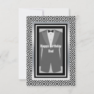 Black, silver tuxedo birthday dad tuxedo thank you card
