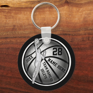 Black, Silver, White, Cheap Basketball Team Gifts Keychain