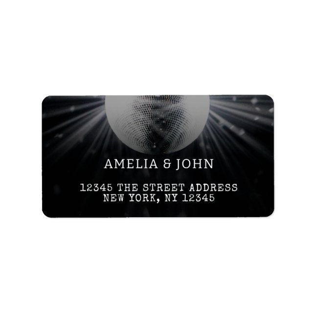 Black Silver White New Year's Eve Wedding Address Label (Front)