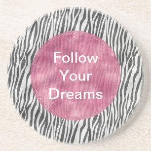 Black Silver Zebra Print   Coaster