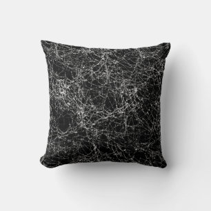 Black & Silvery Spider Webs Chic Halloween Throw Pillow