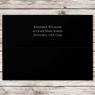 Black Simple A7 5x7 Return Address Envelope