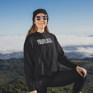 Black Simple Business logo Company Brand Women Hoodie