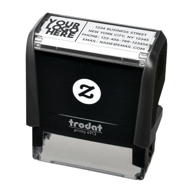 Black Simple Business Logo Return Address Self-inking Stamp (Product)