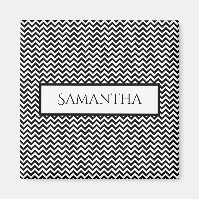 Black Simple Chevron Personalized Magnet (Front)