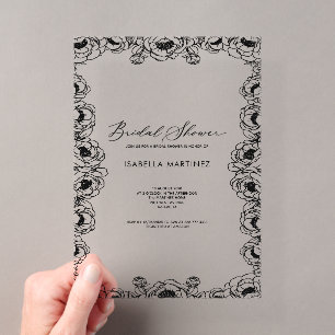 black simple classic modern bridal shower acrylic invitations