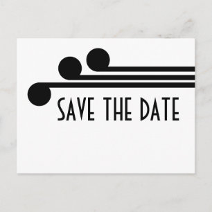 Black Simple Deco Chic Save the Date Postcard