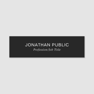 Black Simple Design Elegant Modern Plain Template Name Tag