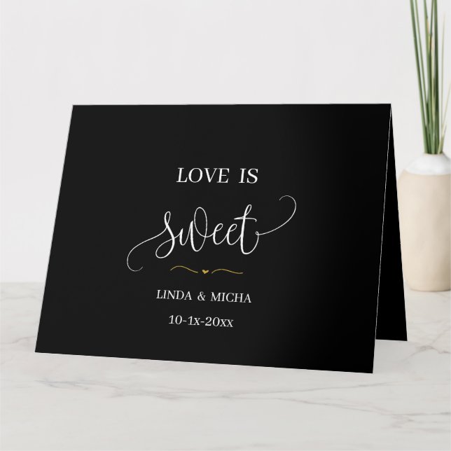 Black simple elegant  Love is sweet wedding favor  Card (Front)