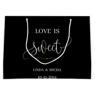 Black simple elegant  Love is sweet wedding favor  Large Gift Bag