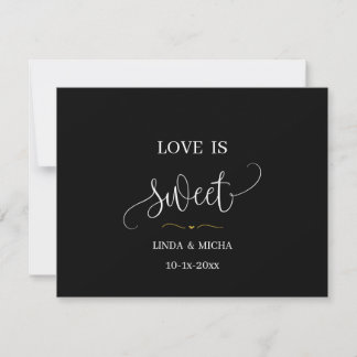 Black simple elegant  Love is sweet wedding favor  RSVP Card