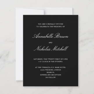 BLACK |  Simple Elegant Minimal Wedding DIGITAL Invitation